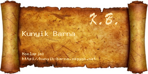 Kunyik Barna névjegykártya