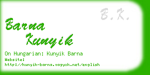 barna kunyik business card